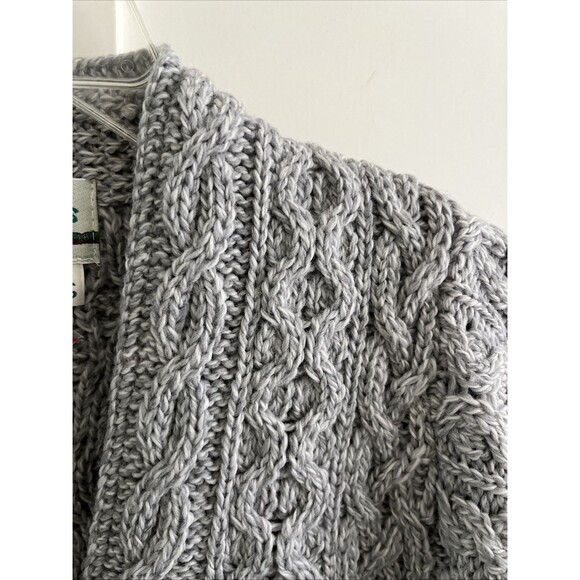 NWOT Aran Crafts Merino Wool Sweater Womens Grey Cardigan Ireland Long Cable S - Picture 4 of 10